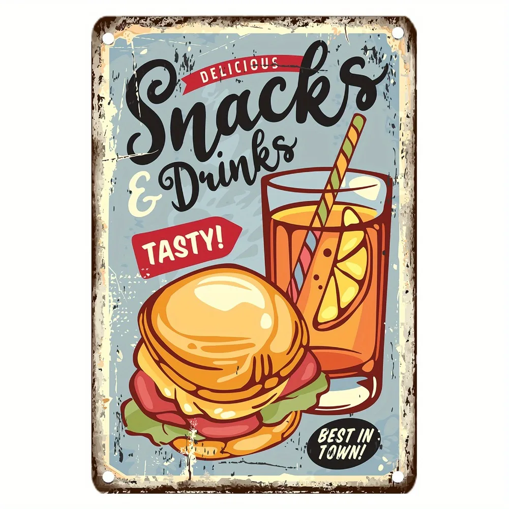 لافتة معدنية عتيقة للطعام، ديك - مراجعة Food Snacks Easy وسعره